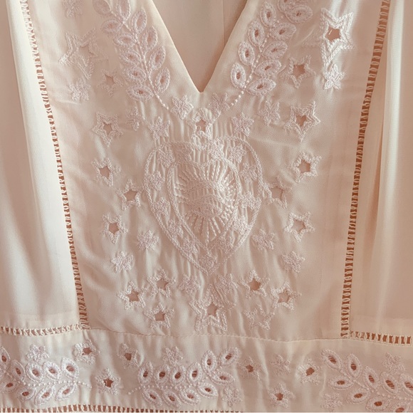 Rebecca Minkoff Prairie Embroidered Pinafore Ruffle Hem Bluff Dress Size Small - Picture 3 of 16